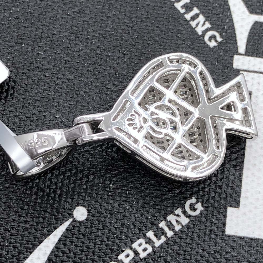 Spade Poker Baguette VVS Moissanite Pendant 1.50cttw .925 Sterling Silver HipHopBling