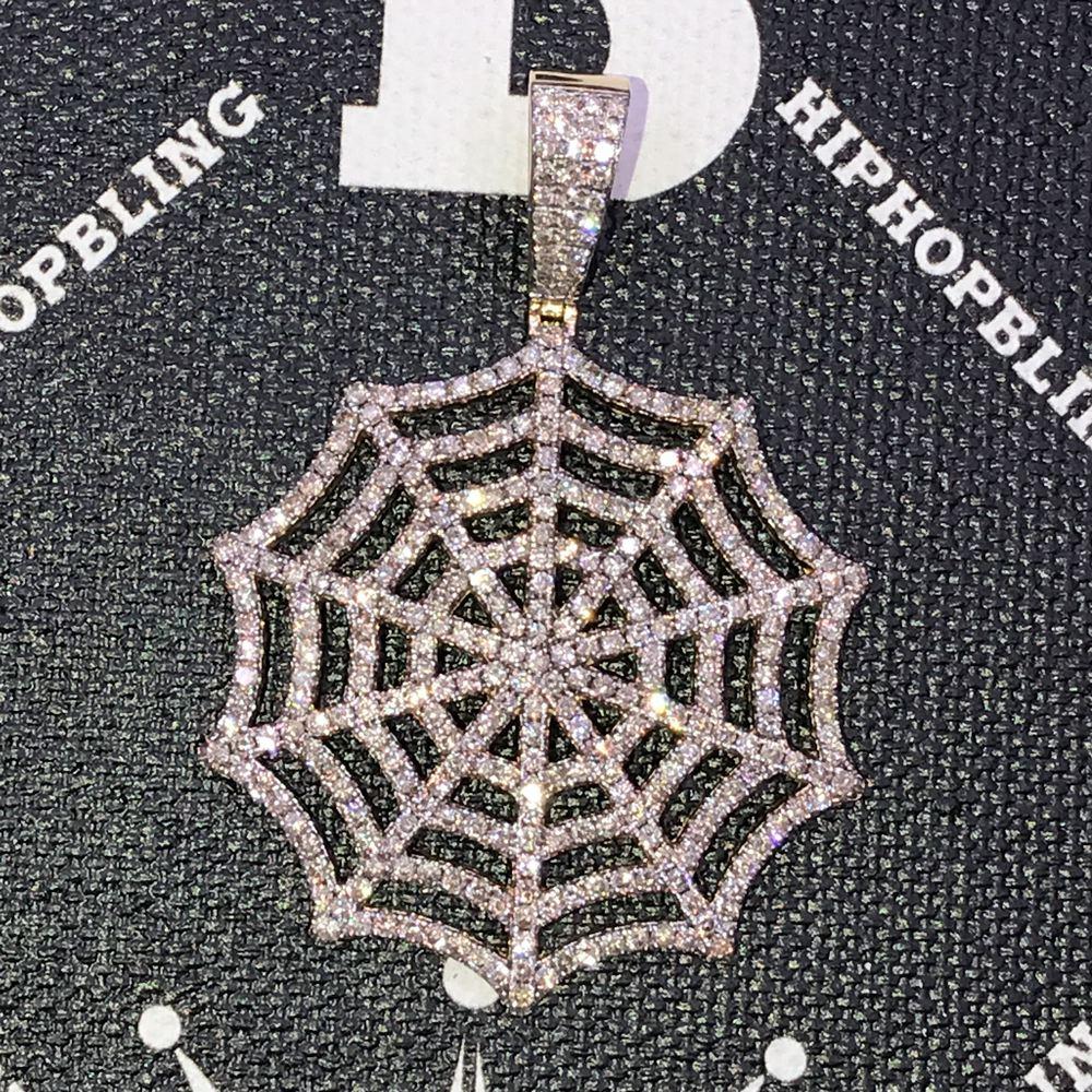 Spider Web Diamond Pendant 3.11 Carat 10K Yellow Gold HipHopBling