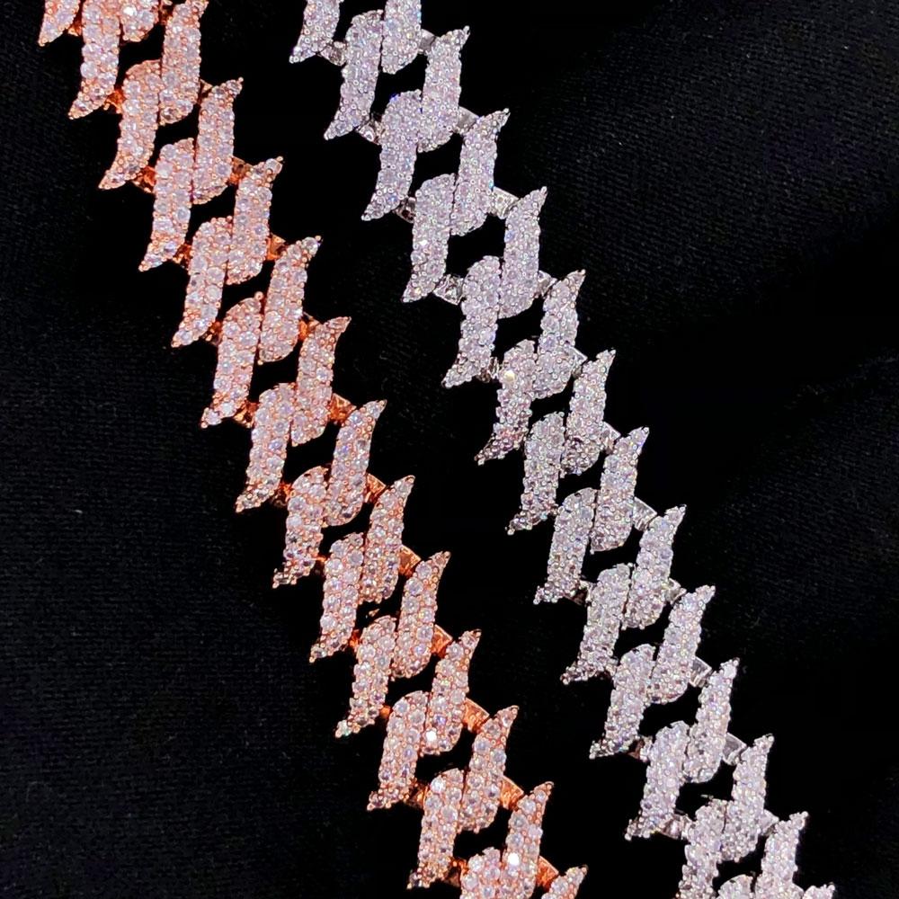 Spiked Cuban 12MM CZ Iced Out Hip Hop Bracelet Rose Gold 7" HipHopBling