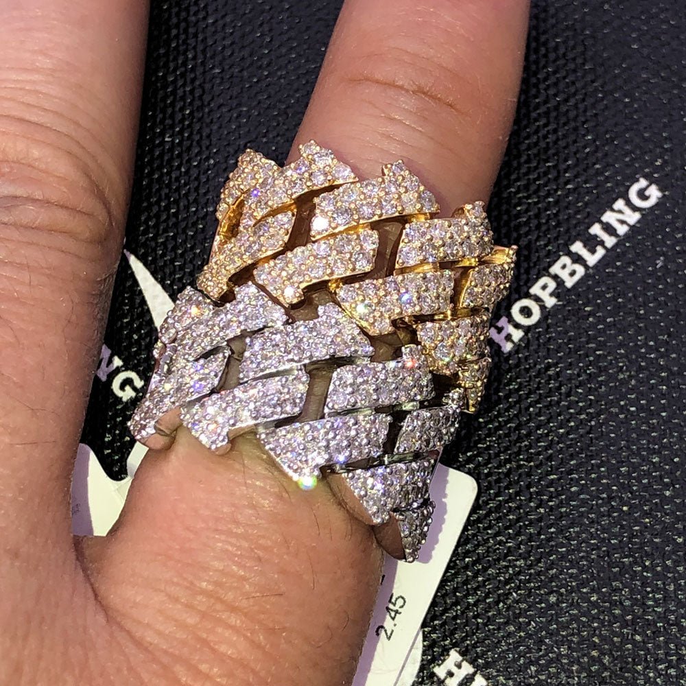 Spiked Cuban Diamond Ring 2.45cttw 10K Gold 10K Yellow Gold HipHopBling