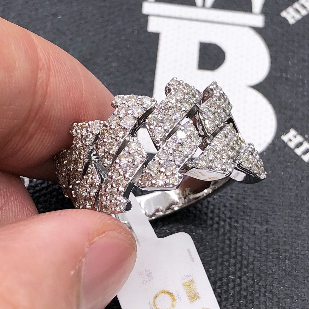 Spiked Cuban Diamond Ring 2.45cttw 10K Gold 10K Yellow Gold HipHopBling