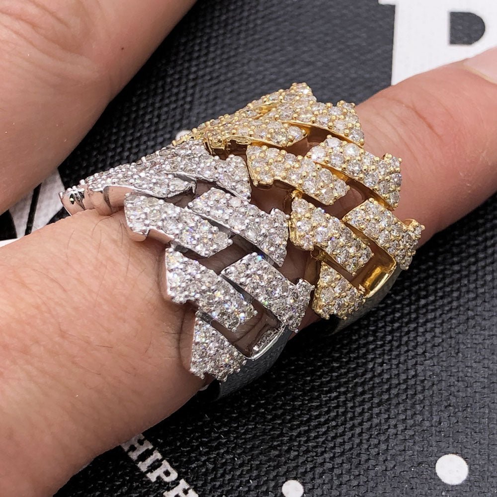 Spiked Cuban Diamond Ring 2.45cttw 10K Gold 10K Yellow Gold HipHopBling