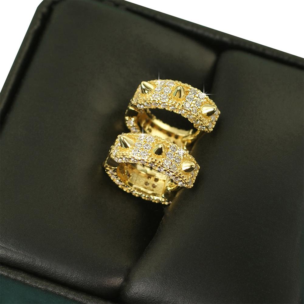 Spiked Hoop VVS Moissanite Earrings .925 Sterling Silver White Gold HipHopBling