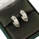 Spiked Hoop VVS Moissanite Earrings .925 Sterling Silver White Gold HipHopBling