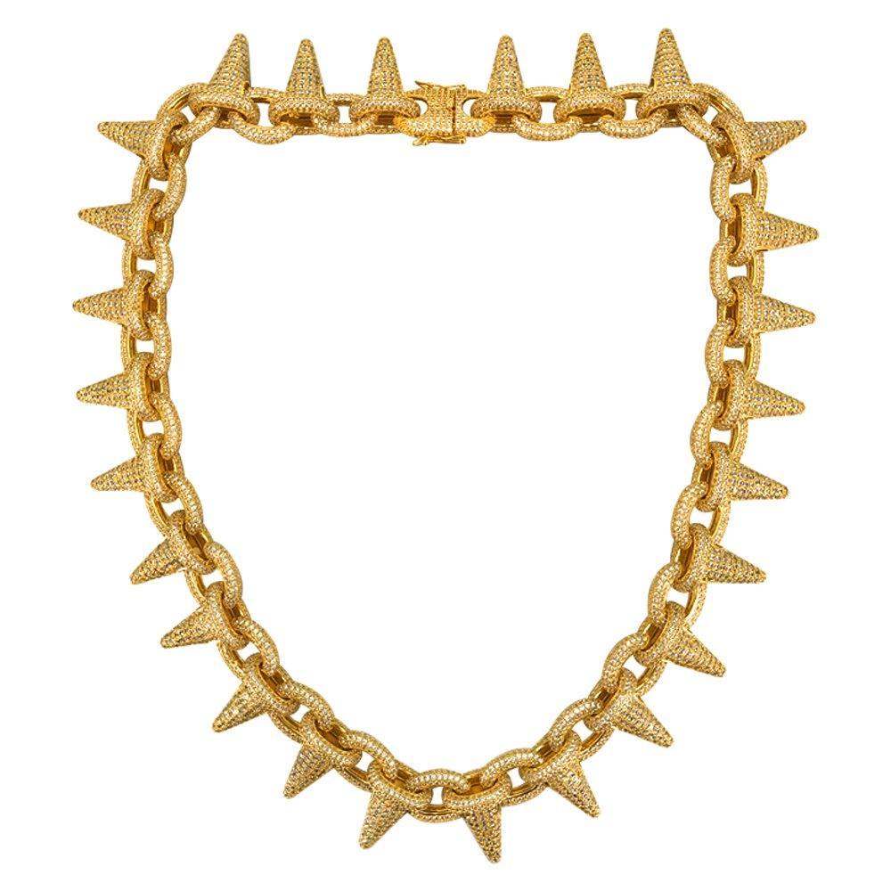 Spiked Rolo Gold CZ Bling Bling Hip Hop Chain HipHopBling