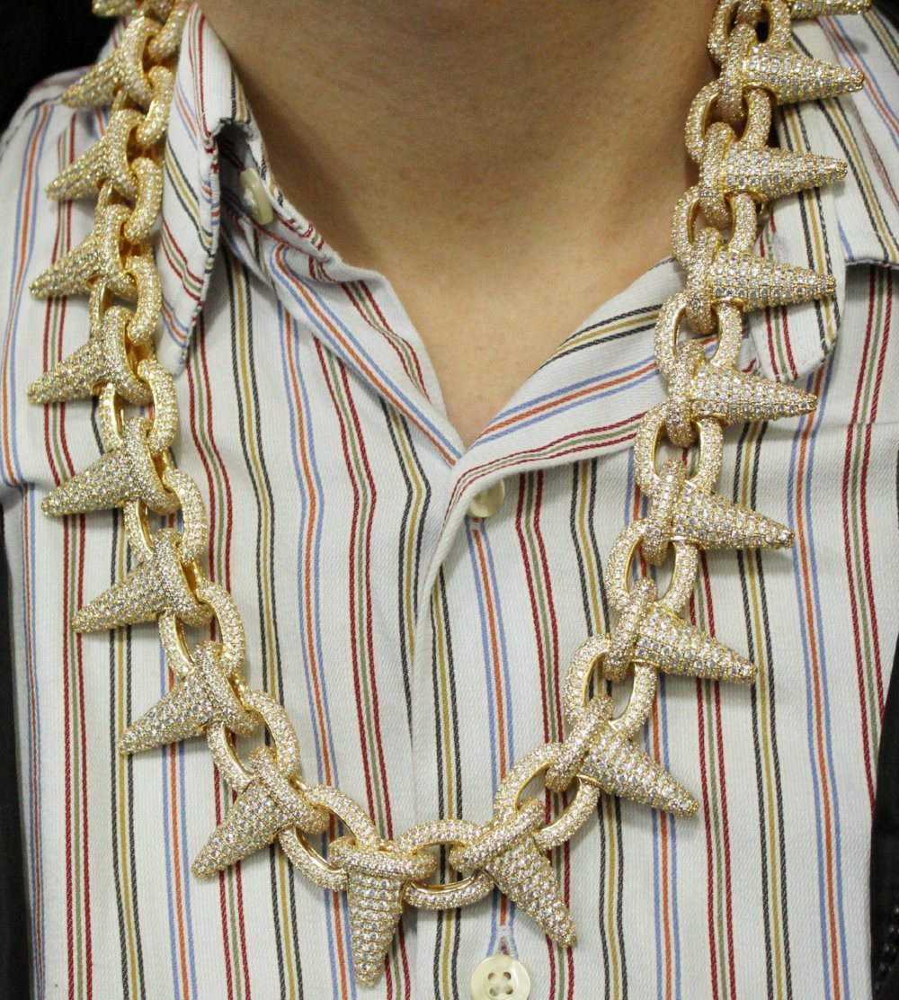Spiked Rolo Gold CZ Bling Bling Hip Hop Chain HipHopBling