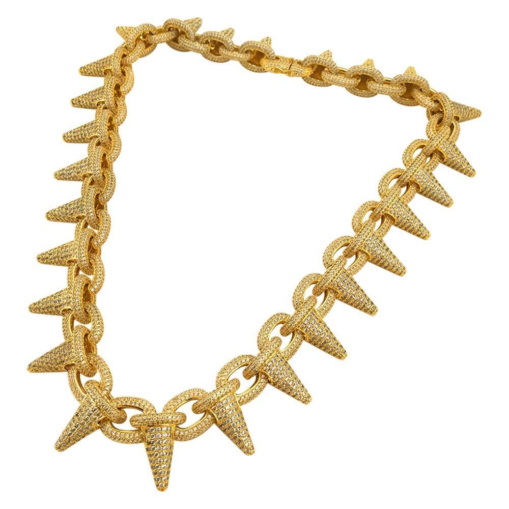 Spiked Rolo Gold CZ Bling Bling Hip Hop Chain HipHopBling