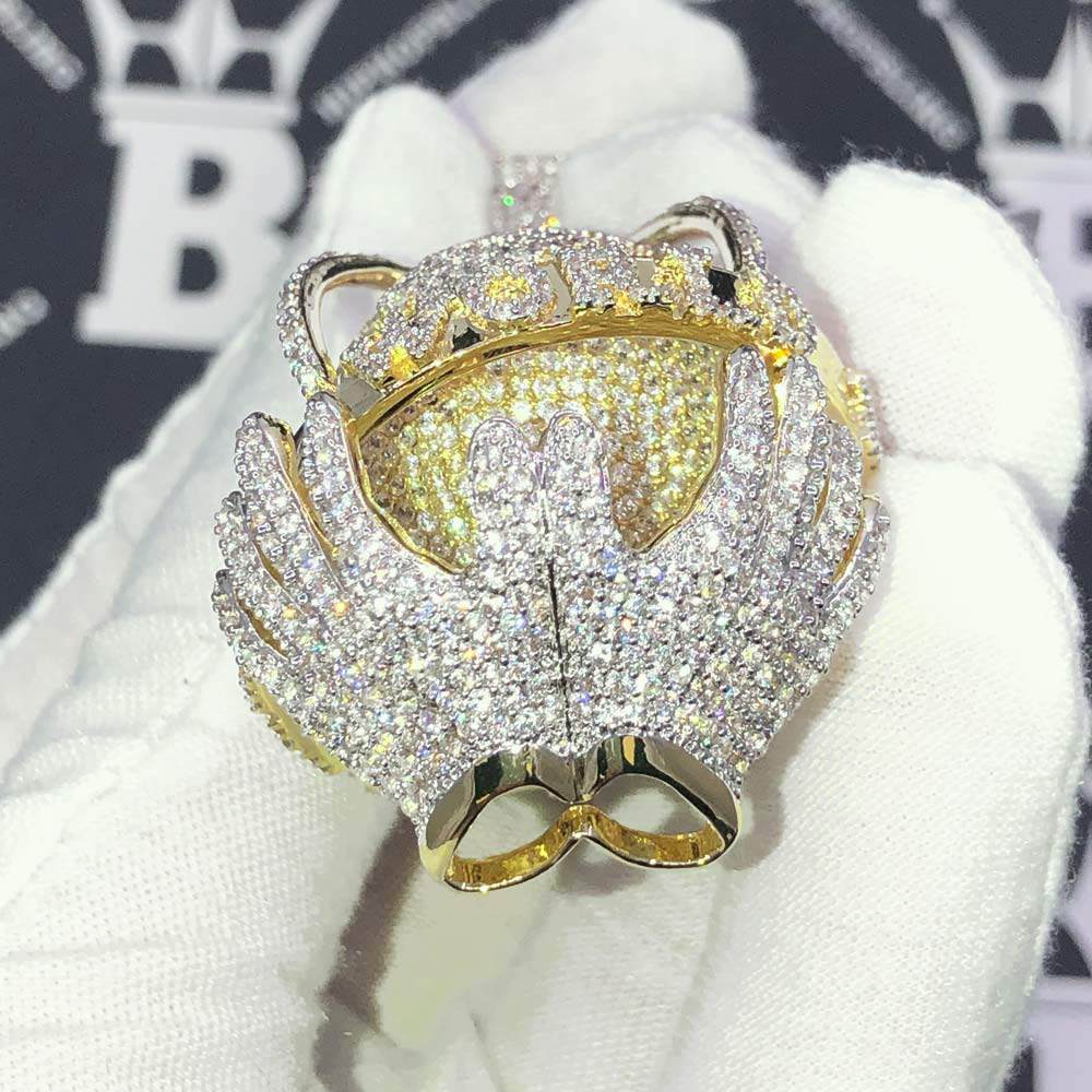 Spinning 3D The World is Mine CZ Hip Hop Bling Bling Pendant Yellow Gold HipHopBling