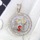 Spinning Money Bag VVS CZ Hip Hop Bling Pendant Yellow Gold HipHopBling