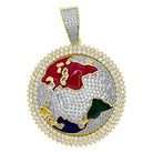 Spinning World Globe VVS CZ Hip Hop Bling Pendant Yellow Gold HipHopBling