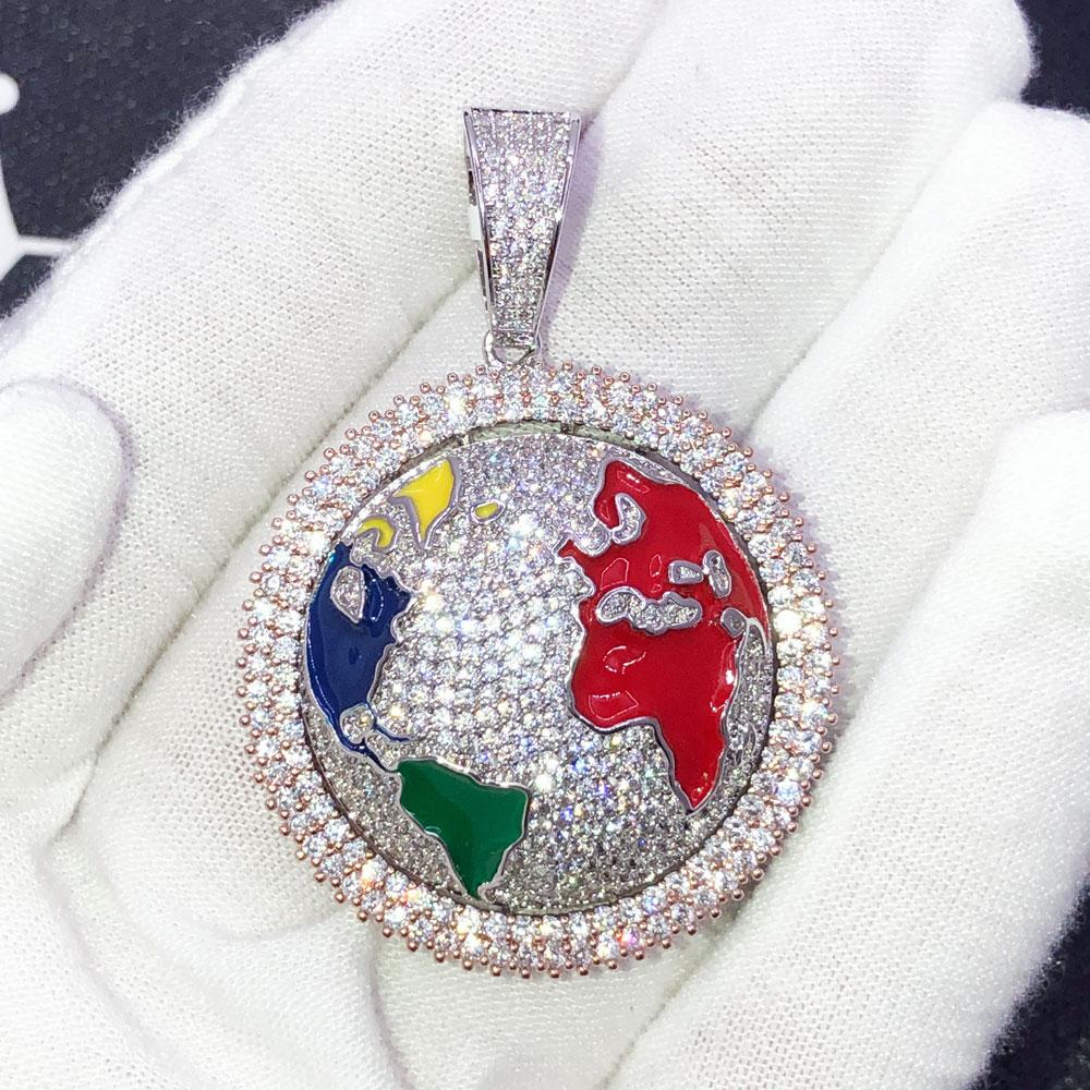 Spinning World Globe VVS CZ Hip Hop Bling Pendant Yellow Gold HipHopBling