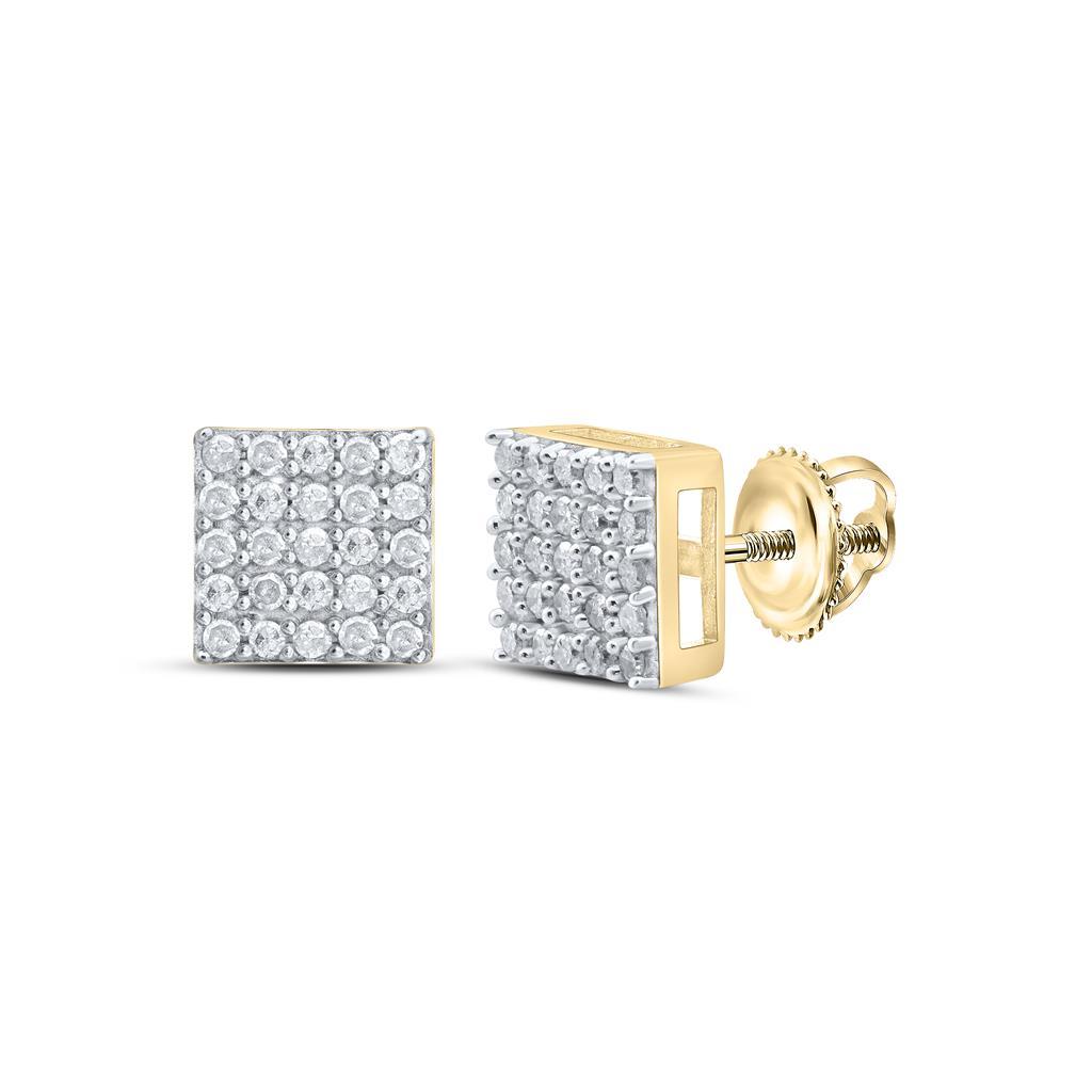 Square .33cttw Diamond Earrings .925 Sterling Silver Yellow Gold HipHopBling