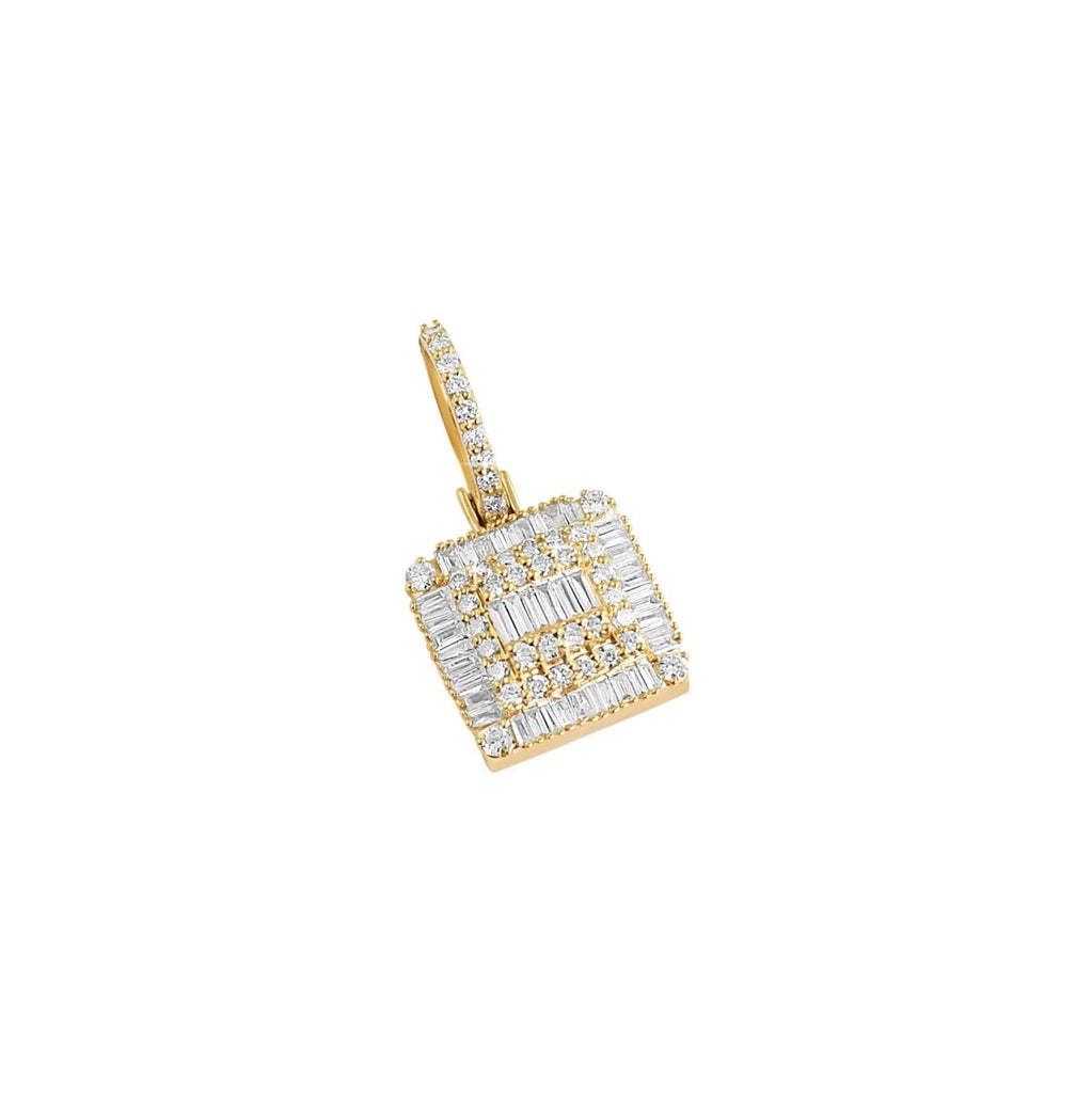Square Baguette Diamond Pendant .86cttw 10K Yellow Gold HipHopBling