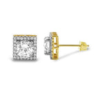 Square Halo Gold Iced Out CZ Earrings HipHopBling