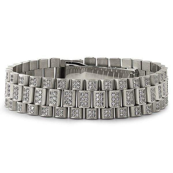 Stainless Steel Full CZ President Bracelet HipHopBling