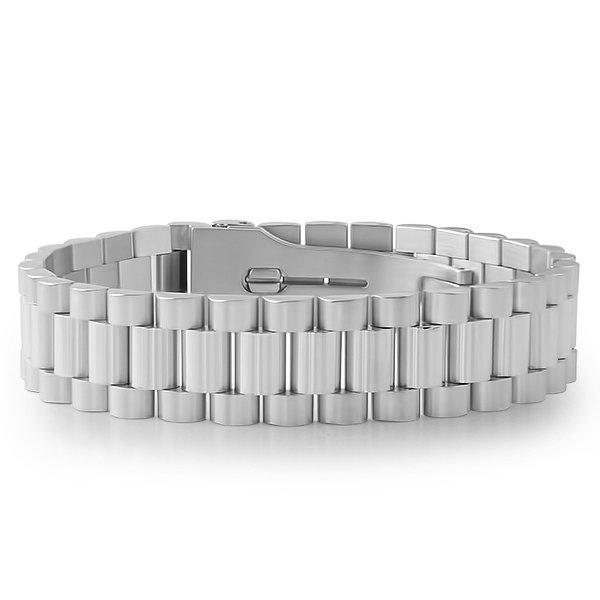 Stainless Steel Presidential Bracelet with Watch Buckle HipHopBling