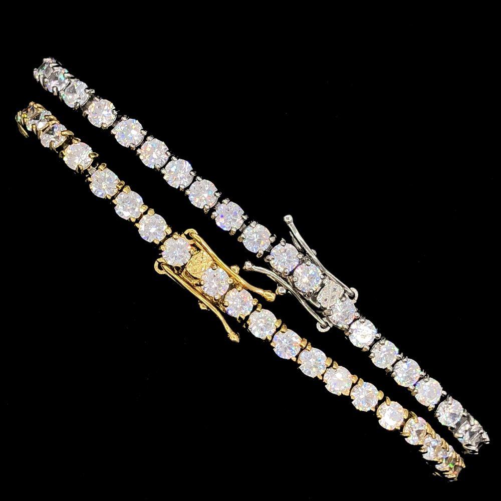 Stainless Steel VVS Iced Out Tennis Bracelet 4MM White Gold 8" HipHopBling