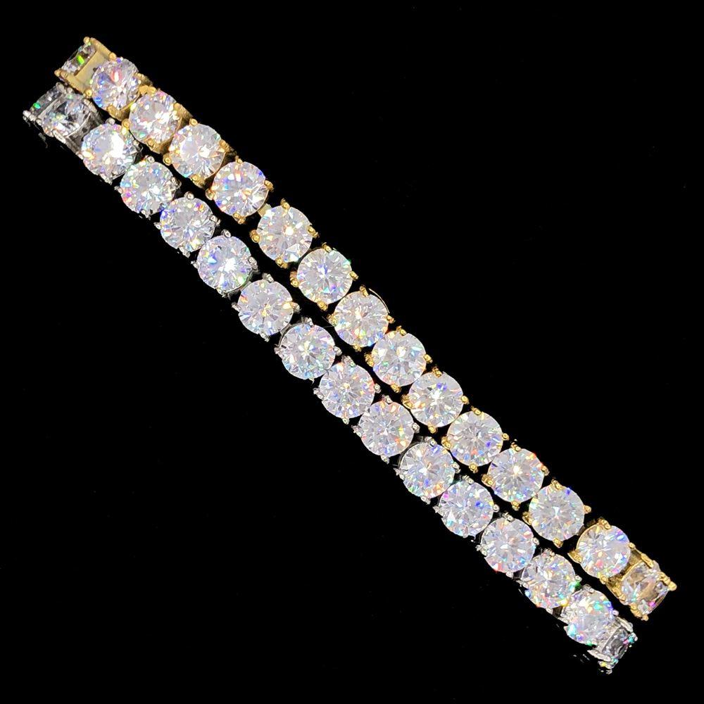 Stainless Steel VVS Iced Out Tennis Bracelet 4MM White Gold 8" HipHopBling
