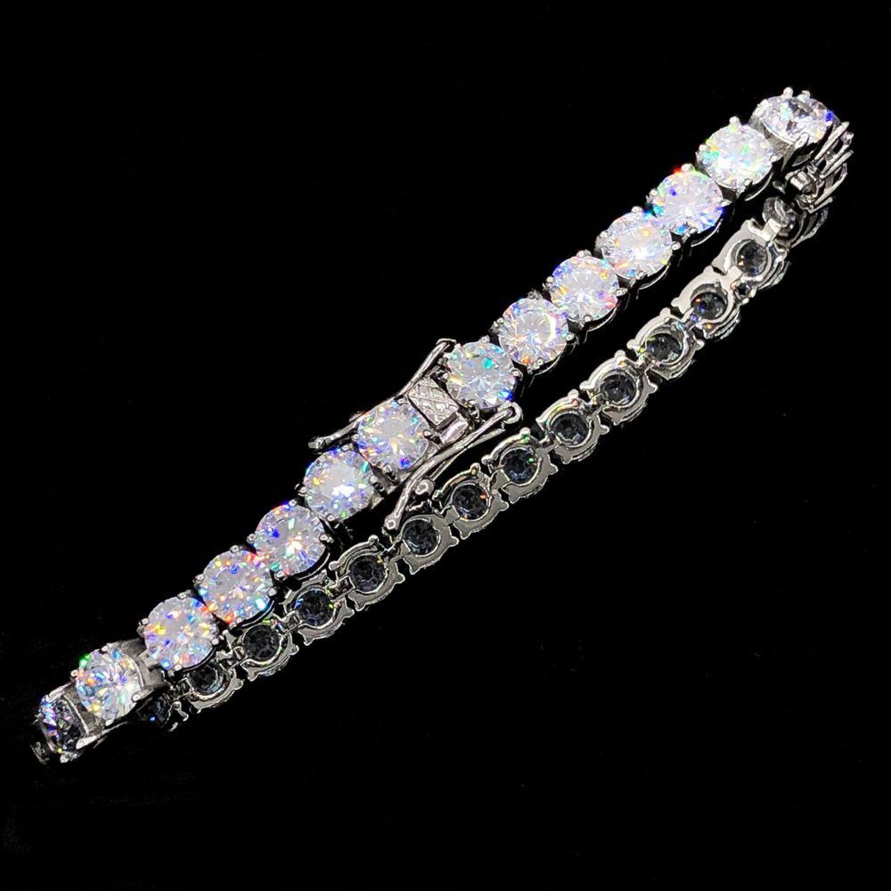 Stainless Steel VVS Iced Out Tennis Bracelet 6MM White Gold HipHopBling