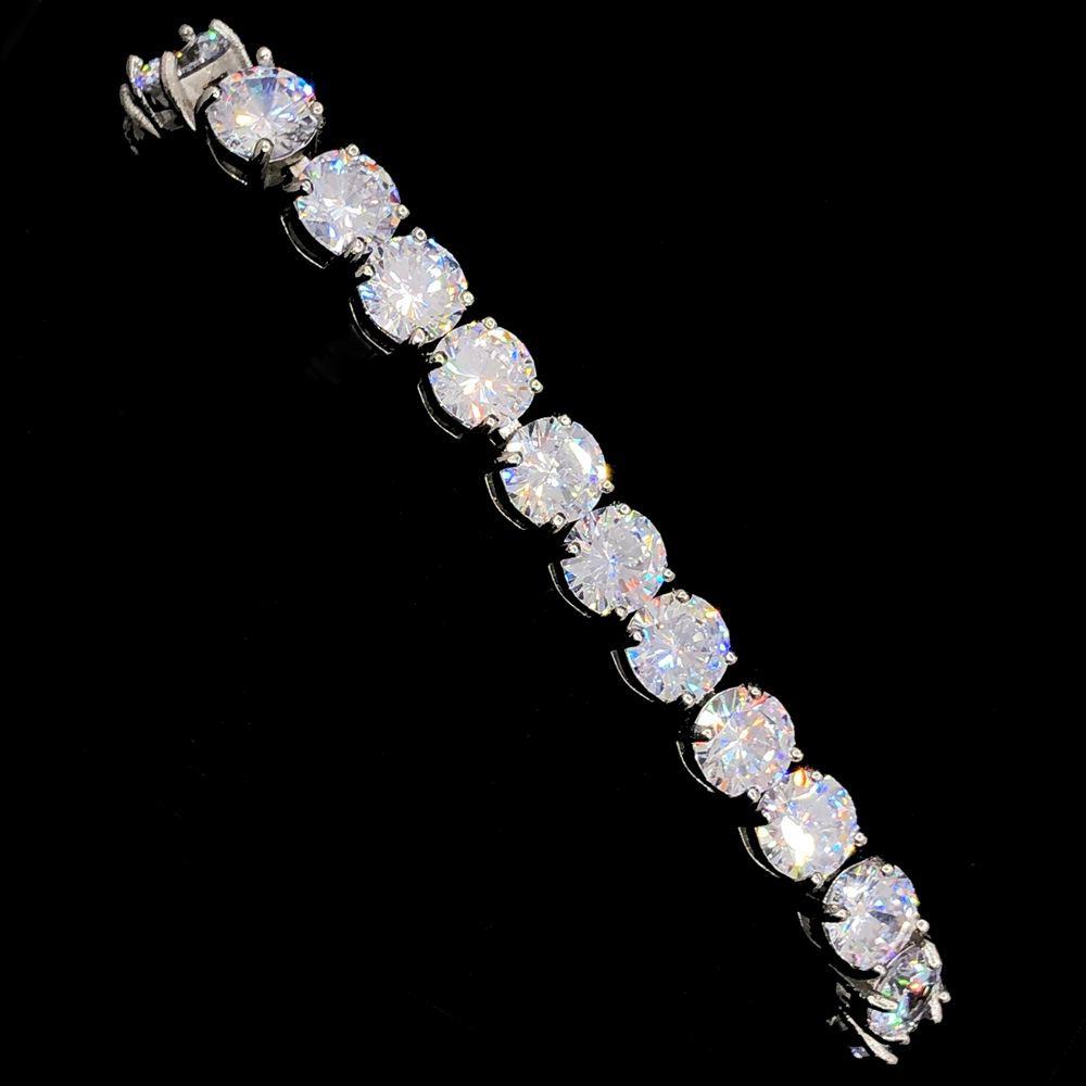 Stainless Steel VVS Iced Out Tennis Bracelet 8MM White Gold 7" HipHopBling