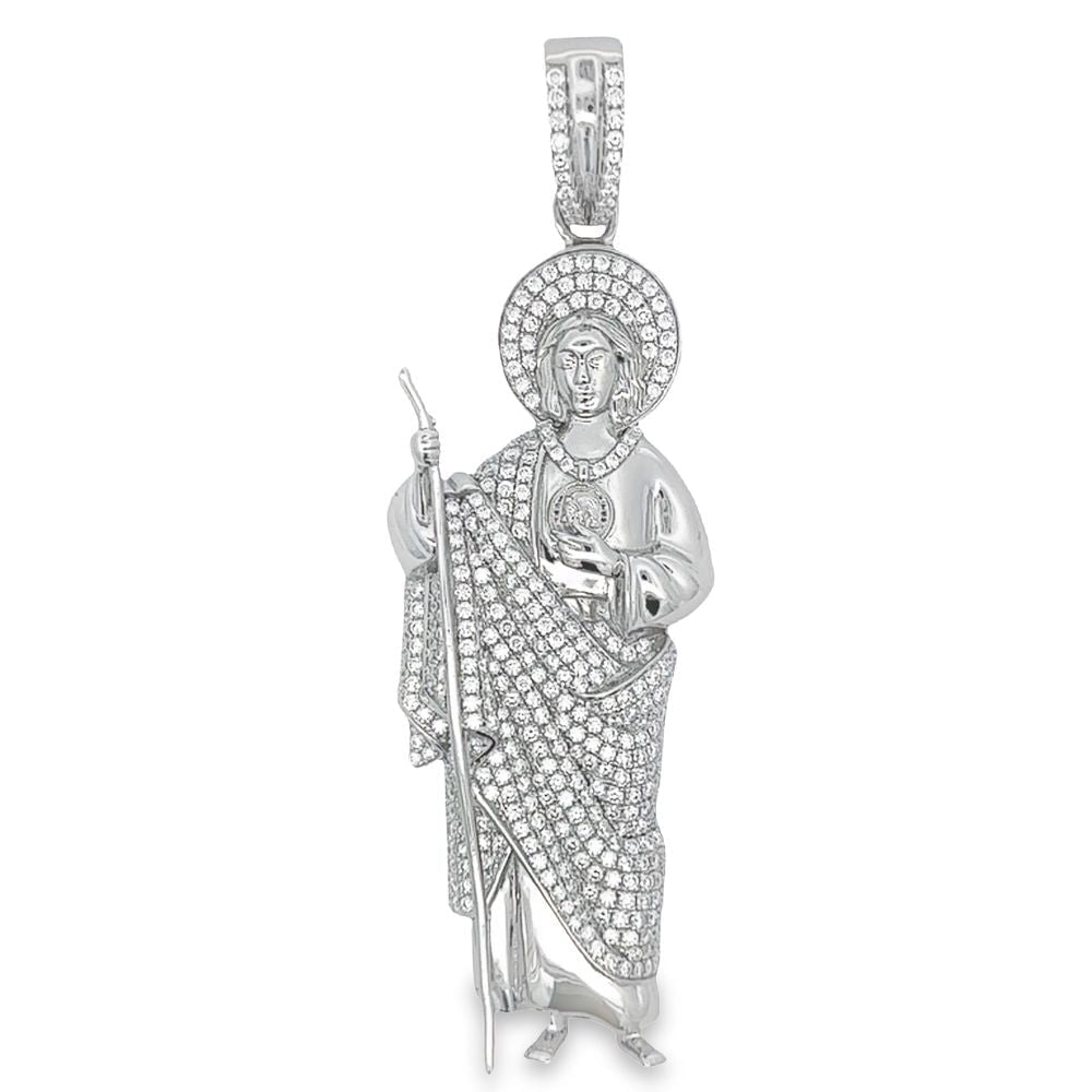 Standing Jesus VVS Moissanite Pendant 3.38cttw .925 Sterling Silver HipHopBling