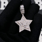 Star Baguette VVS CZ Hip Hop Bling Iced Out Pendant White Gold HipHopBling