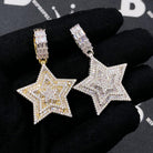 Star Baguette VVS CZ Hip Hop Bling Iced Out Pendant Yellow Gold HipHopBling