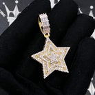 Star Baguette VVS CZ Hip Hop Bling Iced Out Pendant Yellow Gold HipHopBling