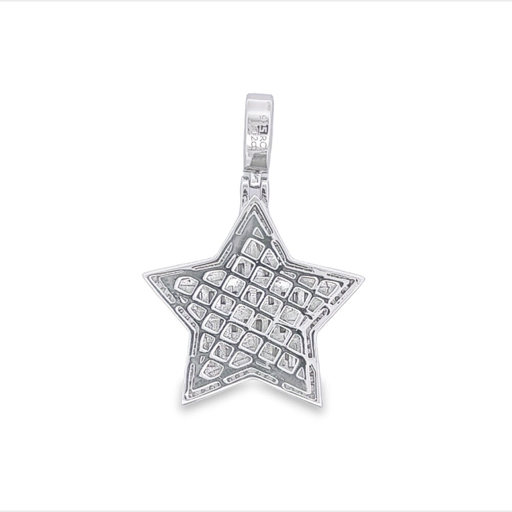 Star Baguette VVS Moissanite Pendant .925 Sterling Silver HipHopBling