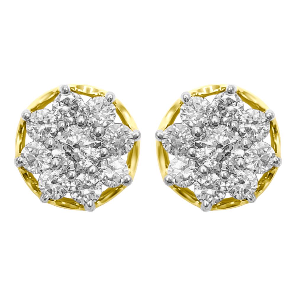 Star Cluster Diamond Earrings .80cttw 10K Yellow Gold HipHopBling