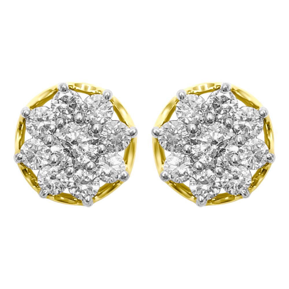 Star Cluster Diamond Earrings .80cttw 10K Yellow Gold HipHopBling