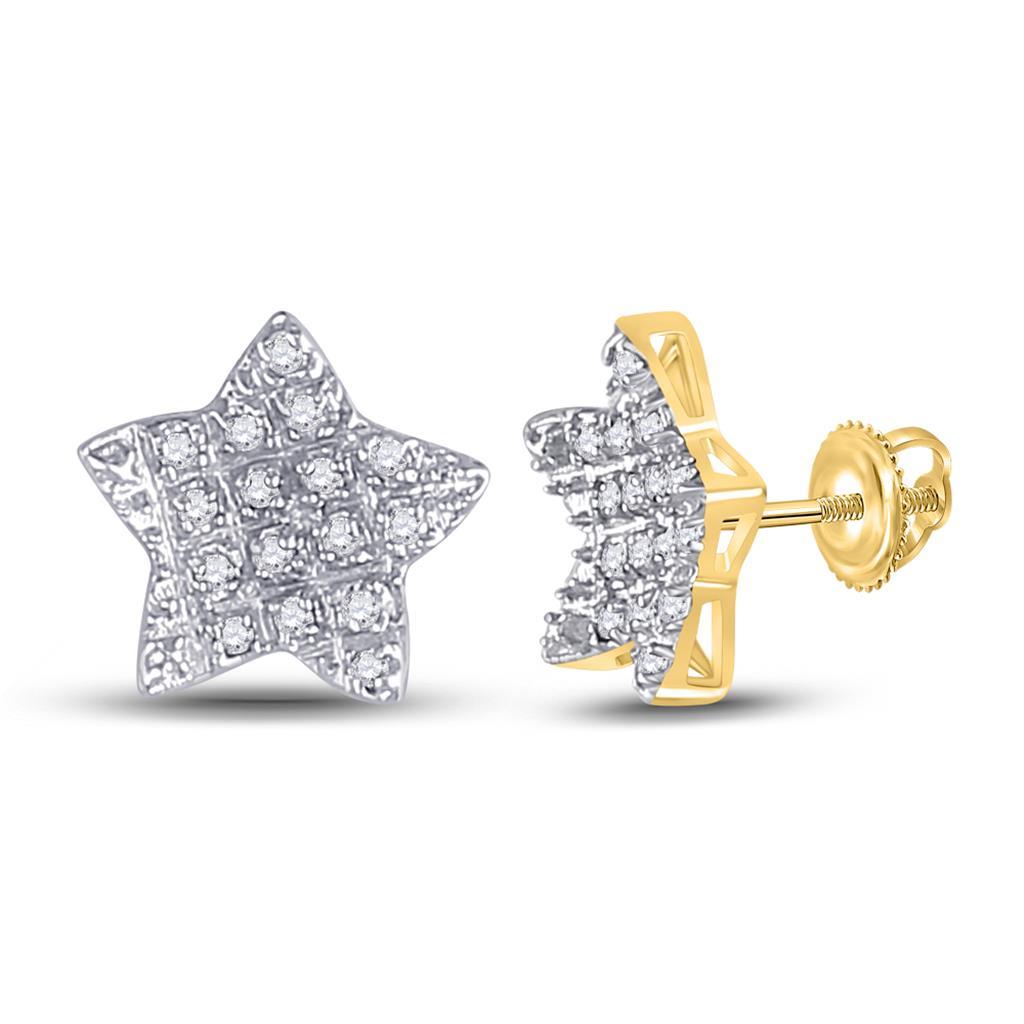 Star Edgeless Micro Pave Diamond Earrings 10K Gold S 8MM .10 Carats 10K Yellow Gold HipHopBling
