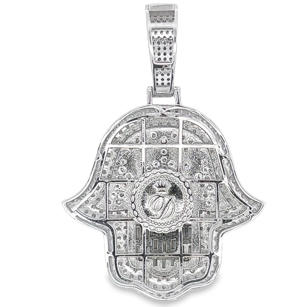 Star Hamsa Baguette VVS Moissanite Pendant 5.39cttw .925 Sterling Silver HipHopBling
