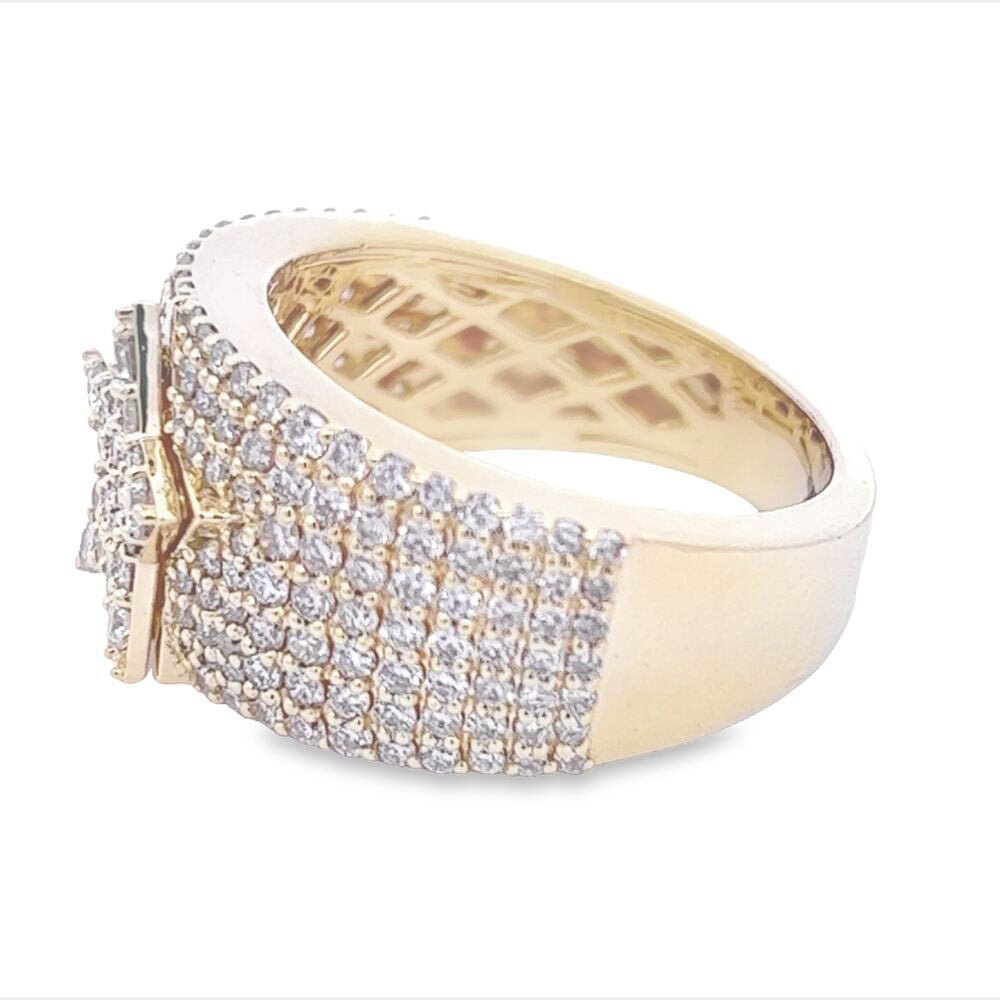 Star Pave Diamond Ring 2.35cttw 10K Gold 10K Yellow Gold HipHopBling