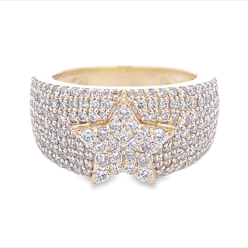 Star Pave Diamond Ring 2.35cttw 10K Gold 10K Yellow Gold HipHopBling