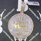 Stay Humble Hustle Hard CZ Hip Hop Bling Bling Pendant Yellow Gold HipHopBling
