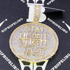 Stay Humble Hustle Hard CZ Hip Hop Bling Bling Pendant Yellow Gold HipHopBling