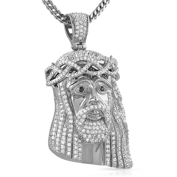 Steel CZ Large Jesus Piece Iced Out Pendant Only HipHopBling