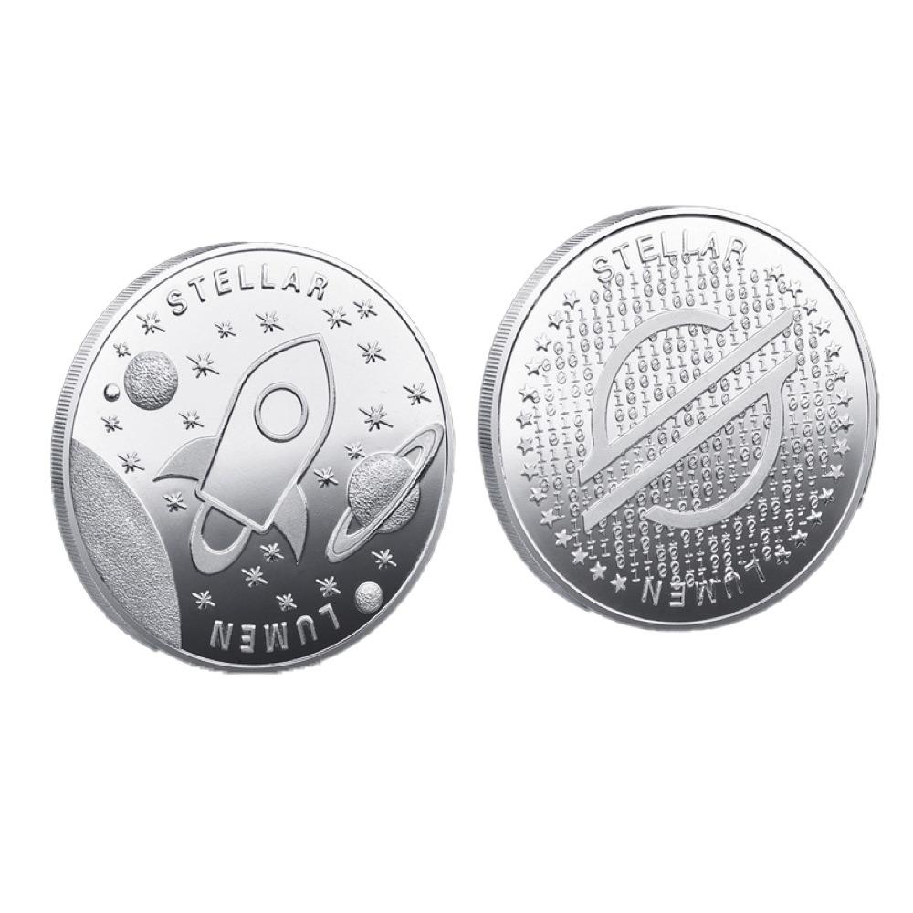 Stellar Lumens XLM Coin Iced Out Frame Pendant Yellow Gold Tennis CZ Frame HipHopBling