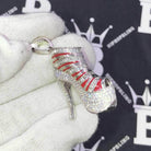 Stiletto High Heel 3D Shoe CZ Hip Hop Bling Bling Pendant White Gold HipHopBling
