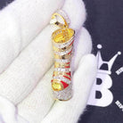 Stiletto High Heel 3D Shoe CZ Hip Hop Bling Bling Pendant White Gold HipHopBling