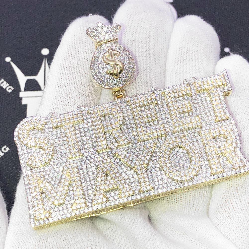 Street Mayor VVS CZ Hip Hop Bling Iced Out Pendant Yellow Gold HipHopBling
