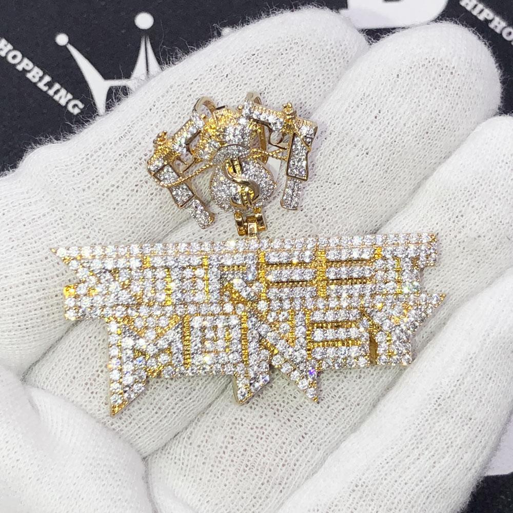 Street Money $ VVS CZ Hip Hop Bling Iced Out Pendant Yellow Gold HipHopBling