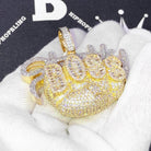 Strictly BOSS Baguette VVS CZ Hip Hop Iced Out Pendant Yellow Gold HipHopBling