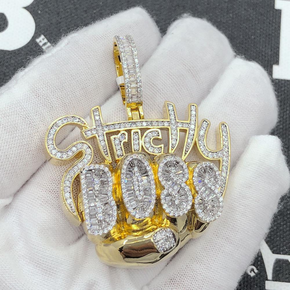 Strictly BOSS CZ Hip Hop Bling Iced Out Pendant Yellow Gold HipHopBling
