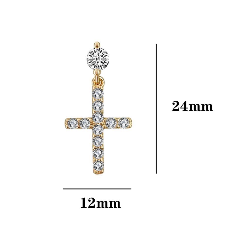 Stud Dangling Tennis Cross CZ Iced Out Earrings .925 Silver White Gold HipHopBling