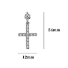 Stud Dangling Tennis Cross CZ Iced Out Earrings .925 Silver White Gold HipHopBling