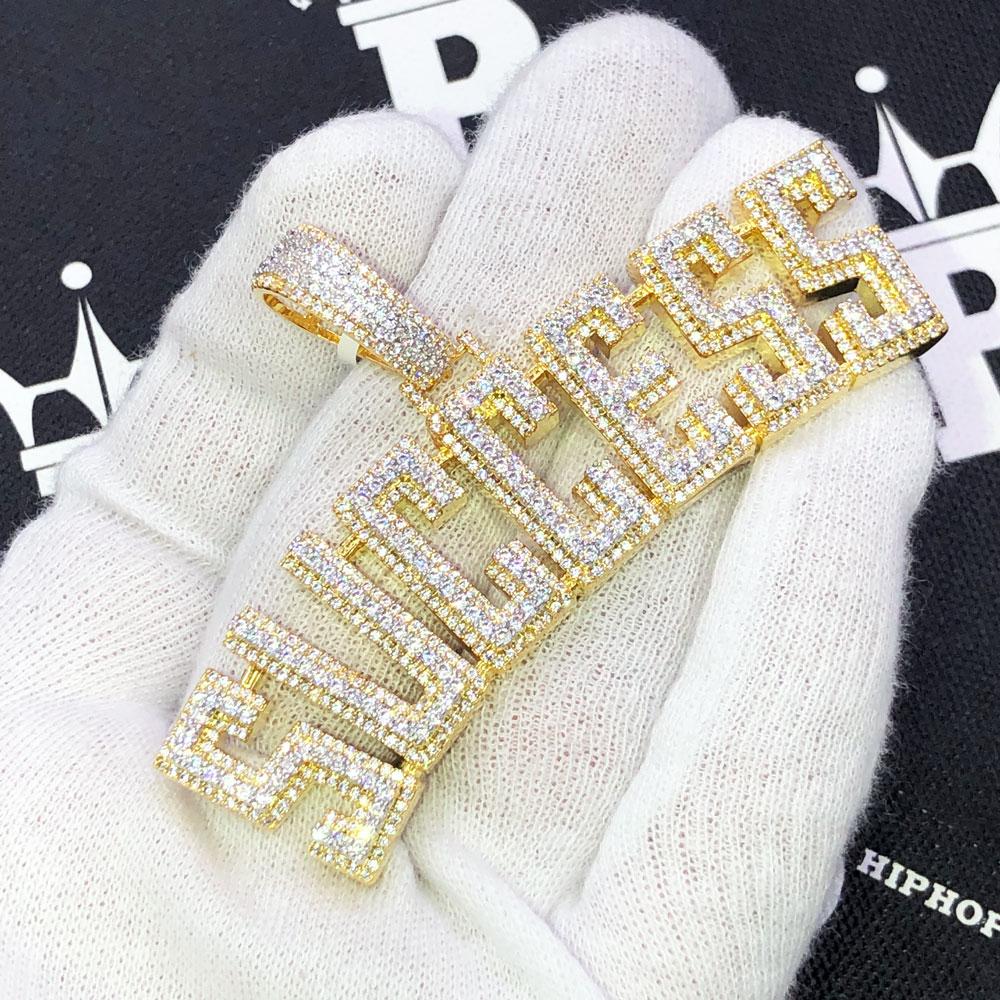 SUCCESS VVS CZ Hip Hop Bling Iced Out Pendant White Gold HipHopBling