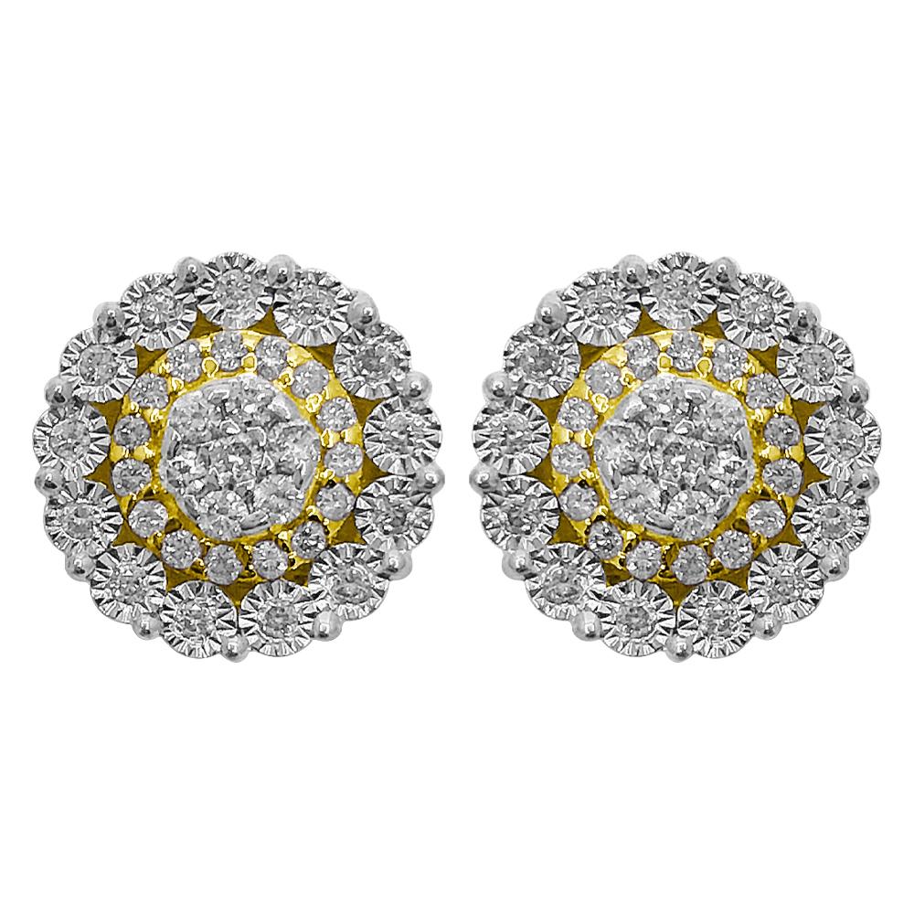 Sun Cluster Studs Diamond Earrings .51cttw 10K Yellow Gold 10K Yellow Gold HipHopBling