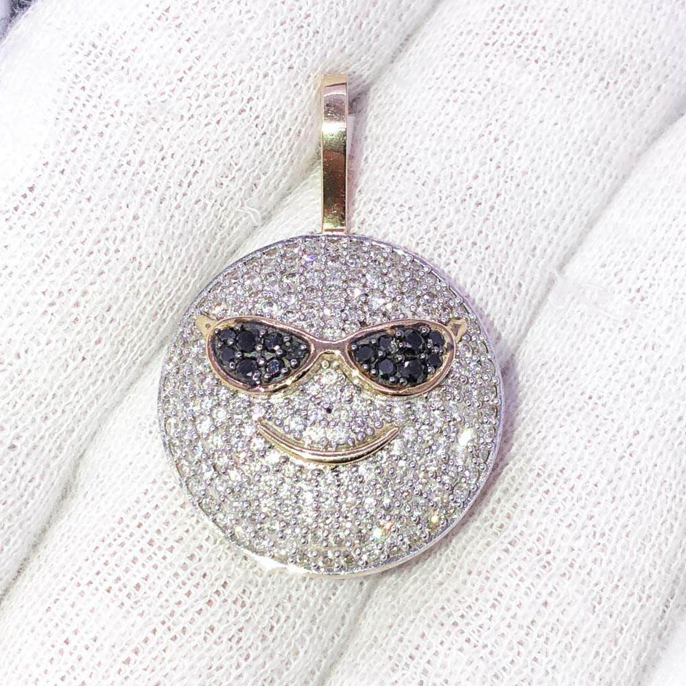 Sunglasses Face Diamond 1.43 Carat Pendant 10K Yellow Gold HipHopBling